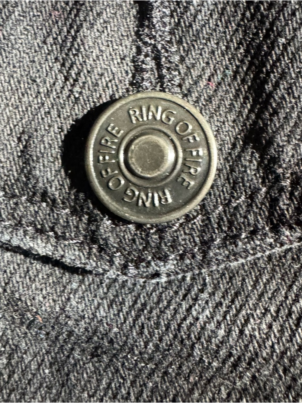 Boys Black Denim Jacket Hoodie Ring of Fire Size L - Picture 5 of 6